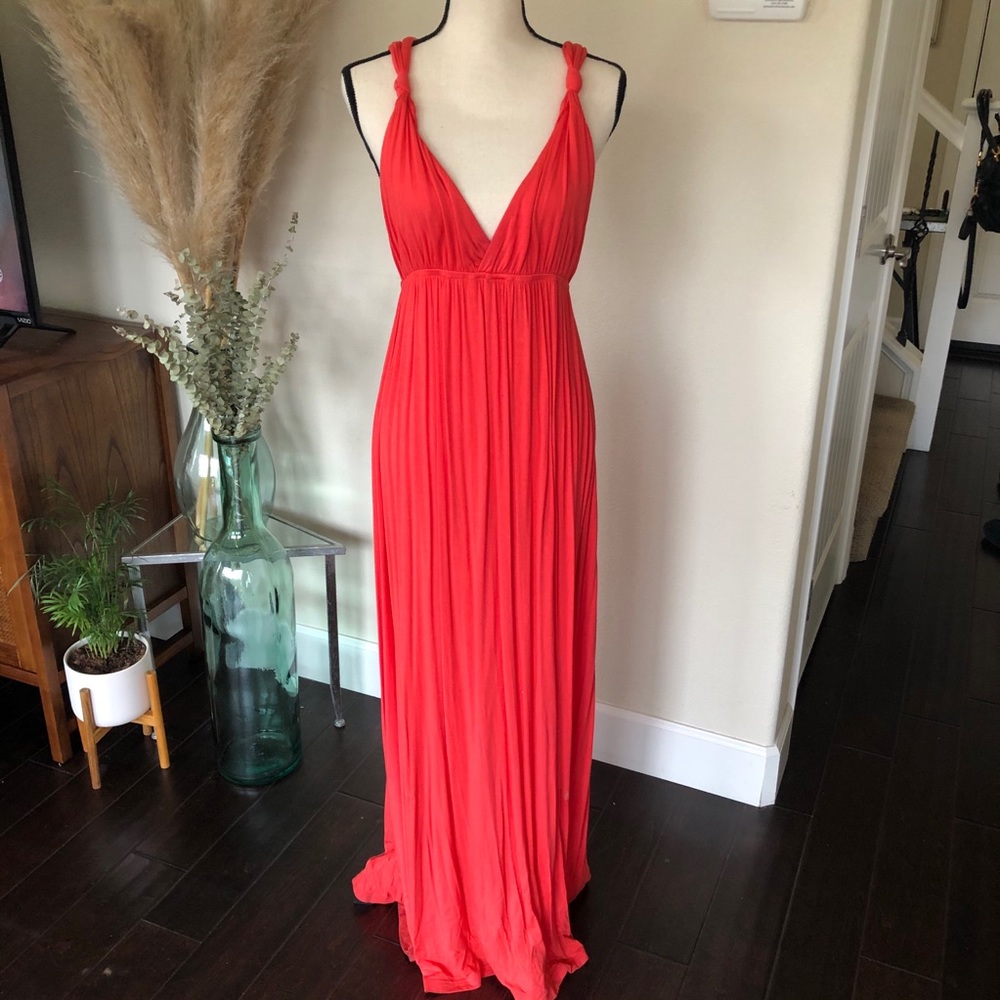 Coral Red Maxi Dress - Size Large